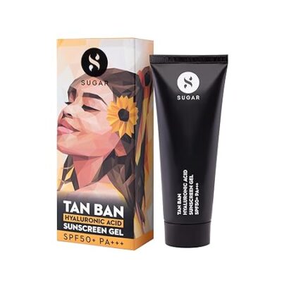 SUGAR Cosmetics Tan Ban Hyaluronic Acid Sunscreen SPF50+ PA+++ Gel | Non Greasy | Light Weight Formula | 50ml