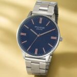 Sonata Poze Quartz Analog Blue Round Dial Silver Metal Strap Watch for Men