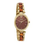 Sonata Poze Quartz Analog Brown Dial Solid Link Strap Watch for Women