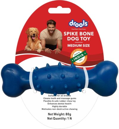 Drools Dog Non-Toxic Rubber Toy for Dogs, Spike Bone 80g Pack