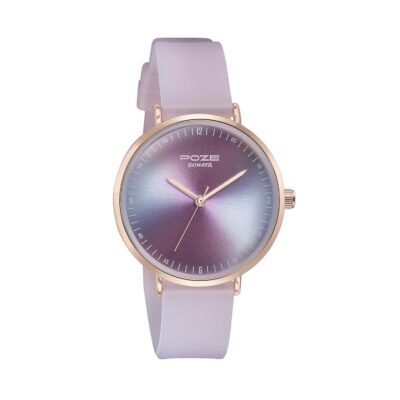 Sonata Poze Quartz Pink Dial Pink Leather Strap Analog Watch for Women-SP80090WP01W