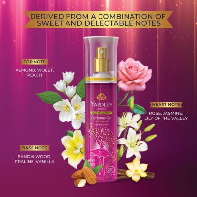 Yardley London Glam Collection Gorgeous Girl Perfume Spray For Women, 135ml - Floral