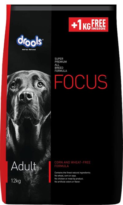 Drools Focus Adult Super Premium Dry Dog Food, Chicken Flavour, 12 KG (+1 KG Extra Free Inside)