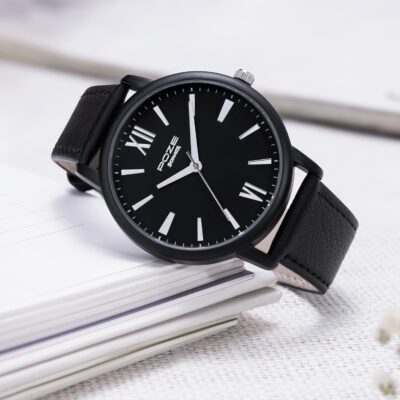 Sonata Poze Quartz Analog Black Dial Leather Strap Watch for Men-SP70039KL01W