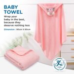Mee Mee Hooded Baby Bath Towel for New Born | Wash Cloth, Quick Absorbent, Can be Used for Baby Swaddling, Extra Soft Cotton Towels for Kids/Toddlers/Infants/Babies, Pack of 1, (Pink Cat) 80X80 CM