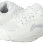 Li-Ning Ultra Power Non-Marking Badminton Shoe|Indoor Sports|Stability Heel, Prototypical Sole, Lightweight Shoe (White/Grey,UK 1)