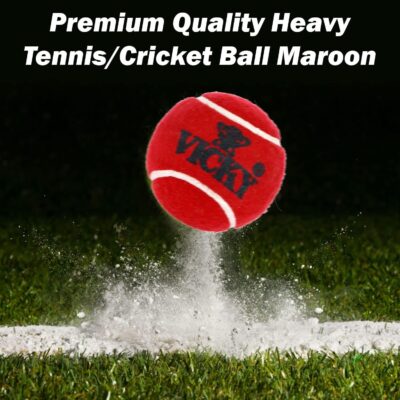Vicky Supreme Heavy Maroon Tennis/Cricket Ball Multipurposeful Design & Durable Rubber Built Ideally Designed for Sports Enthusiasts or Trainees- Pack of 3, Youth Size