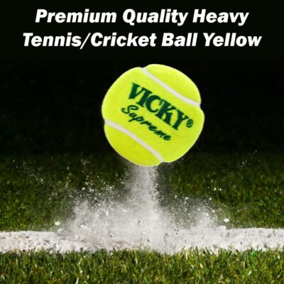 Vicky Supreme Yellow Tennis/Cricket Ball Heavy Multipurposeful Design & Durable Rubber Built Ideally Designed for Sports Enthusiasts or Trainees- Pack of 3