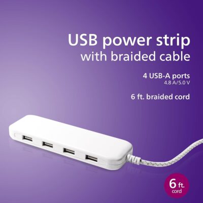 Philips Accessories 24W USB Charging Station, 1.8 m Braided Cable for iPhone 12/11/Pro/Max/XS/XR/X/8, iPad Pro, Samsung Galaxy S21/S10/S9/Plus, Google Pixel 5/C/3/2/XL, DLK2506/27