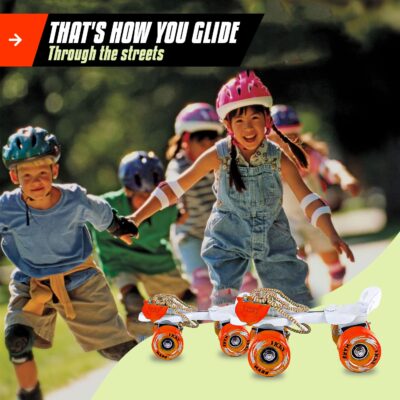 Vicky Mars Roller Skates with Dual Layer Outdoor Wheel Coated for Unisex Kids Adjustable 4 Wheels Skating Shoe Age Group Upto 8 Years (Red)