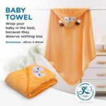 Mee Mee Hooded Baby Bath Towel for New Born | Wash Cloth, Quick Absorbent, Can be Used for Baby Swaddling, Extra Soft Cotton Towels for Kids/Toddlers/Infants/Babies, Pack of 1, (Orange Sheep) 80X80 CM