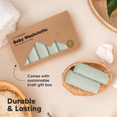 6-Pack Baby Washcloths - Soft Viscose Derived from Bamboo Washcloth, Baby Wash Cloths, Baby Wash Cloth for Newborn, Kids, Bath Baby Towels, Face Towel, Face Cloths for Washing Face(Dove)