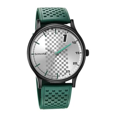 Sonata RPM Grey Dial Plastic Strap Analog Watch for Men-77105NP02
