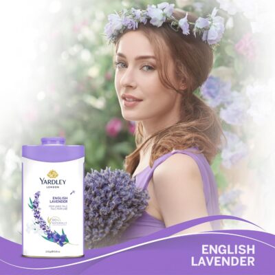Yardley London English Lavender Perfumed Talc/ Powder for Women with Calcium, Carbonate, Magnisium, Carbonate, Fragrance, Dipropylene Glycol, Calcium, Silicate, Triclosan(Deo Factor), Pack of 1, 100g