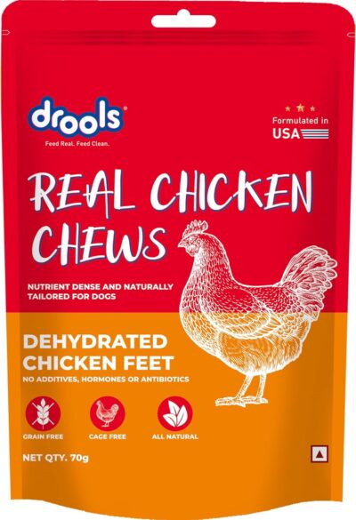 Drools Dog Treats, Dehydrated Real Chicken Chews Feet, 70g
