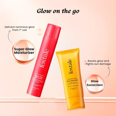 Foxtale Golden Glow Duo | SPF 50 Glow Sunscreen & Super Glow Moisturizer | Vitamin C, Niacinamide & Peptides | Brightens, Hydrates, Prevents Tan & Pigmentation | Lightweight, Non-Sticky, No White Cast | All Skin Types | Summer Essentials