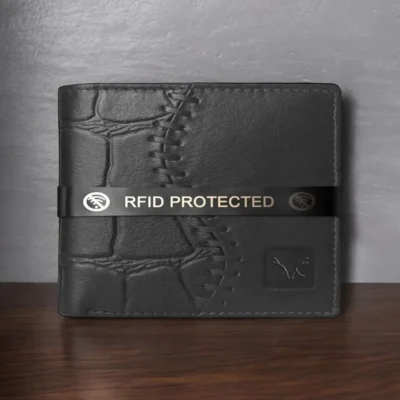 Al Fascino  Black Leather RFID-Blocking Wallet for Men
