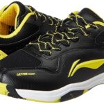 Li-Ning Ultra Power Non-Marking Badminton Shoe|Indoor Sports|Stability Heel, Prototypical Sole, Lightweight Shoe (Black/Yellow,UK 3)