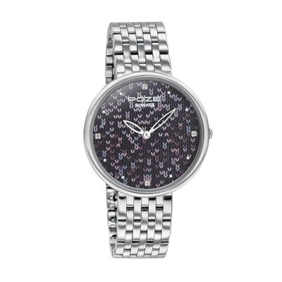 Sonata Poze Quartz Analog Black Dial Metal Strap Watch for Women