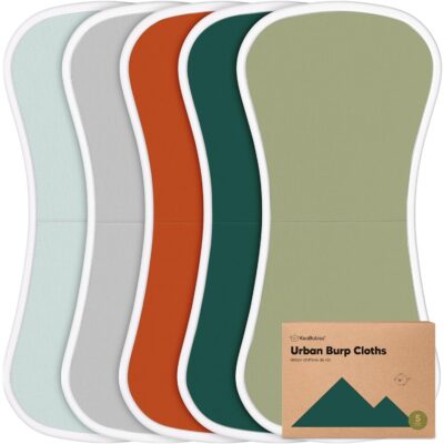 5-Pack Organic Burp Cloths for Baby Boys and Girls - Ultra Absorbent Burping Cloth, Burp Clothes, Newborn Towel - Milk Spit Up Rags - Burpy Cloth Bib for Unisex, Boy, Girl - Burp Cloths (Hunter)