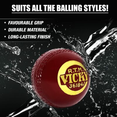 Vicky Leather Cork Cricket Ball Ideal for Intermediate & Recreational Level Matches Standard Size (Maroon, Pack of 6)