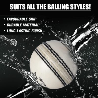Vicky Challenger White Cricket Ball Constructed with Alumtanned Large Thick Leather Suits Every Balling Style Ideal for Professional Use- 4 Pcs (Pack of 1)
