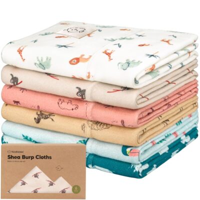 Pack of 6 Organic Burp Cloths Baby Boy, Girls - Large Baby Burp Cloths, Cotton Burp Cloths for Babies, Burp Cloth Baby Newborn, Burp Cloths Baby Girl, Boy, Newborn Set 51 x 30 cm (Wildscape)