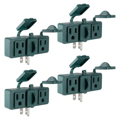 Philips SPS3272G/37 3-Outlet Extender with Covers, 4 Pack Weatherproof Grounded Adapters, 3-Prong Wall Faucet, Power Splitter, Cruise Essential, Home Use