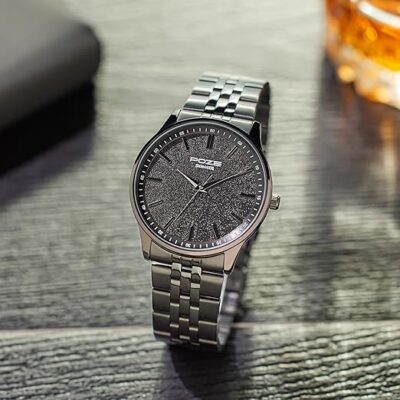 Sonata Poze Quartz Black Dial Black Metal Strap Analog Watch for Men-SP70048NM01W