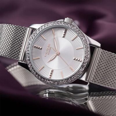 Sonata Poze Quartz Analog Silver Round Dial Silver Mesh Strap Watch for Women