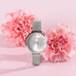 Sonata Poze Analog Quartz Silver + Pink Flower Dial Watch for Women