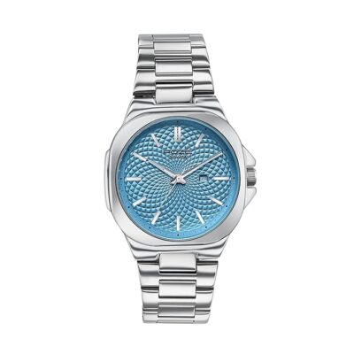 Sonata Crisscross Quartz Blue Round Dial Men's Watch | Stainless Steel Material | Multi Color Band - SP70067SM01