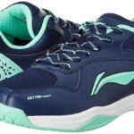 Li-Ning Ultra Power Non-Marking Badminton Shoe|Indoor Sports|Stability Heel, Prototypical Sole, Lightweight Shoe (Navy/Aquamarine,UK 1)