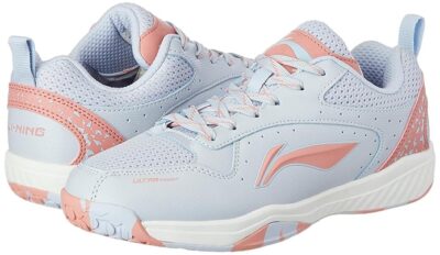 Li-Ning Men Ultra Power Non-Marking Badminton Shoe|Indoor Sports|Stability Heel, Prototypical Sole, Lightweight Shoe (Arctic ICE/Lobster Bisque,UK 1)