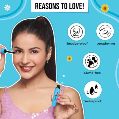 SUGAR POP Waterproof Mascara | Vitamin E & Jojoba Oil | Smudge-proof | Lengthening | Water-Resistant | 8 gms - 01 Black