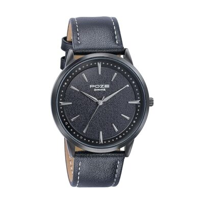 Sonata Poze Quartz Analog Black Dial Leather Strap Watch for Men