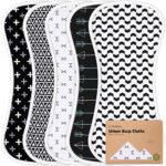 Organic Burp Cloths for Baby Boys and Girls - 5-Pack Ultra Absorbent Burping Cloth, Burp Clothes, Newborn Towel - Milk Spit Up Rags - Burpy Cloth Bib for Unisex, Boy, Girl - Burp Cloths (MONOS)