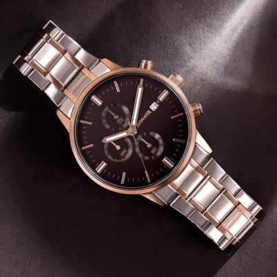 Sonata Quartz Multifunction Black Dial Black Stainless Steel Strap Watch for Men