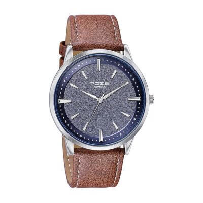 Sonata Poze Quartz Analog Blue Dial Leather Strap Watch for Men