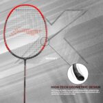Li-Ning 3D Calibar X Boost Carbon Graphite Strung Badminton Racquets, 83 Grams, 30 Lbs String Tension and Free Full cover(Dark Grey/Red)