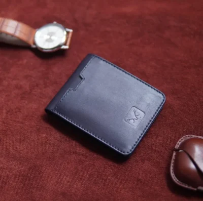 Al Fascino Navy Blue Leather RFID Wallet for Men – Sleek, Minimal & Modern
