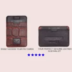 Brown Slim Minimalist Rock Design Front Pocket Rfid Blocking Leather Wallet for Men