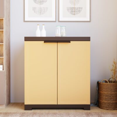 Nilkamal Freedom Mini 09 (FMSC09) Plastic Shoe Cabinet (Sandy Brown Dark Brown)