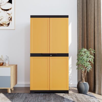 Nilkamal Freedom Mini 18 (FMSC18) Plastic Shoe Cabinet (Sandy Brown Dark Brown)
