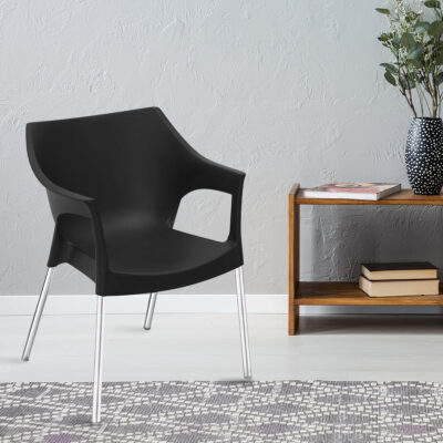 Nilkamal Novella 10 Plastic Armchair (Black)