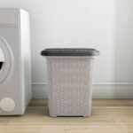 Nilkamal Elegance Laundry Basket 50 Litre with Lid (Silky Grey & Charcoal Grey)