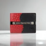 Al Fascino Red and Black Stylish Leather RFID-Blocking Wallet for Men