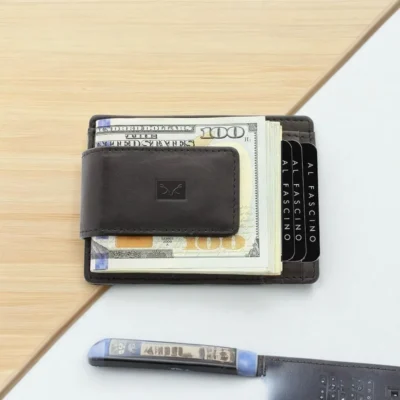 Al Fascino Slim Leather Money Clip Wallet for Men – Minimalist RFID Protection