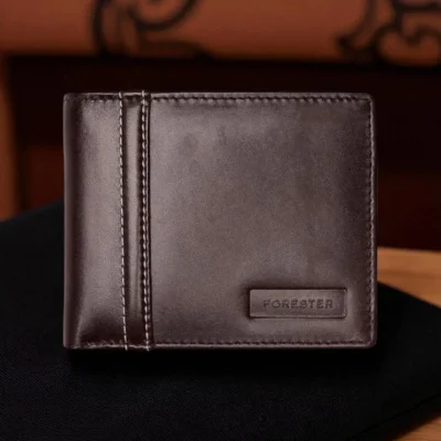 Forester Classic Brown Leather RFID-Blocking Wallet for Men – Timeless Sophistication