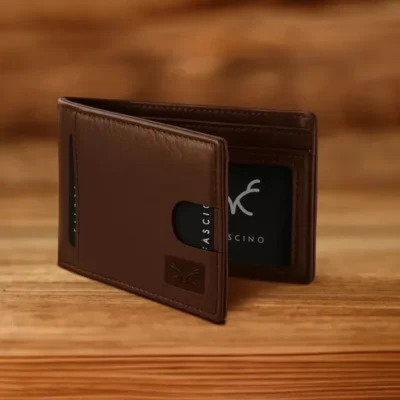 Al Fascino Brown Genuine Leather Rfid Blocking Bi-fold Wallet for Men